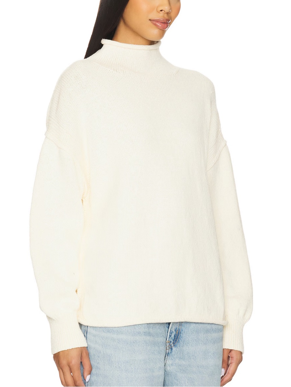 Free People x We The Free Torres Roll Neck Sweater In Sugar Swizzle